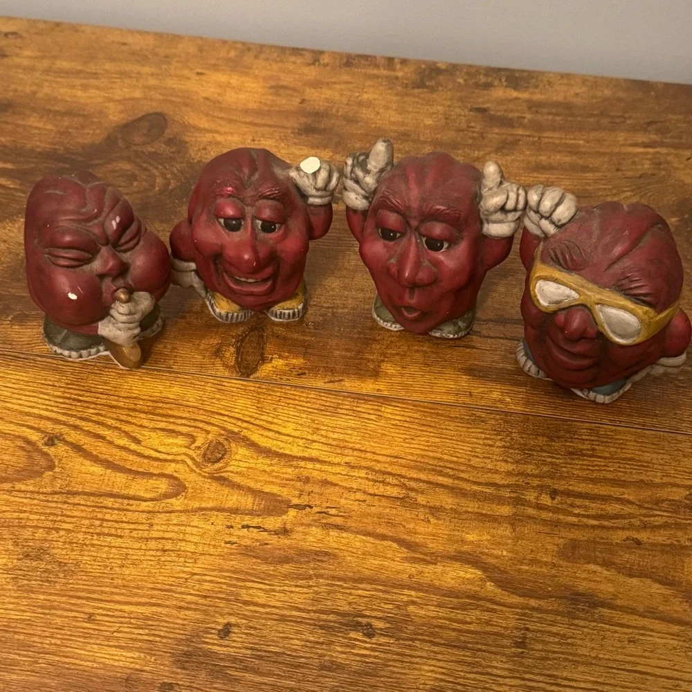 Vintage California Raisins Ceramic Figurines Set Of‎ 4 1980s Advertising Display